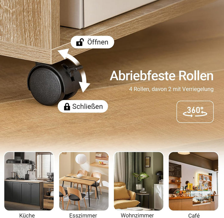 SoBuy FBT34-N Beistelltisch Zeitungsständer Couchtisch Nachttisch Tisch mit Rollen Natur, Natur