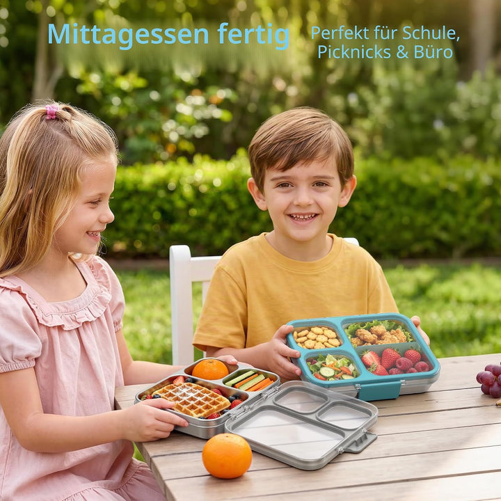 VITONIS Edelstahl Brotdose Lunchbox mit 3 Fächern mit Tritan-Deckel, 1000ml Metall Bento Lunch Box K