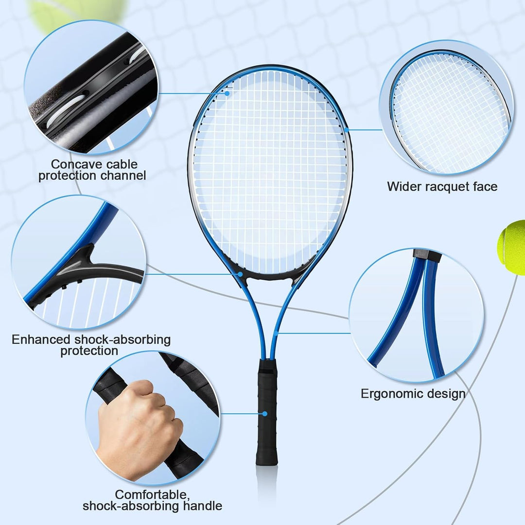 Kinder Tennisschläger, Langlebige Tennisschläger aus Eisenlegierung, Anfänger Übungsschläger mit Bal
