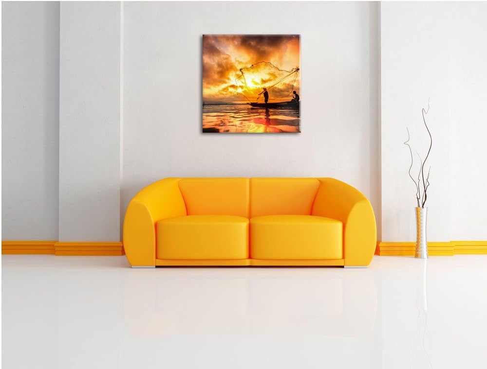 Pixxprint See, Format: 70x70 auf Leinwand, XXL riesige Bilder fertig gerahmt mit Keilrahmen, Kunstdr