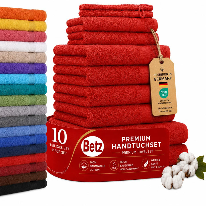 Betz Premium 10er Frottier Handtuch-Set - 2X Liegetücher - 4X Handtücher - 2X Gästetücher - 2X Wasch