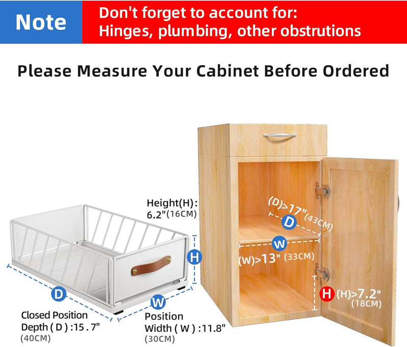 Kitstorack Teleskopschublade, Ausziehbare Schublade für Kabinett Metall Slide Out Organizer mit Grif
