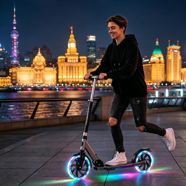 2 Stück Leuchtende Stunt Scooter Rollen, 200mm Scooter Räder Ersatzräder LED-Lichtrollen Kompatibel