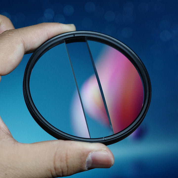 62Mm Doppel Split Dioptrien Filter, Unschärfe Spezialeffektfilter mit Aluminiumrahmen, Mehrschichtig