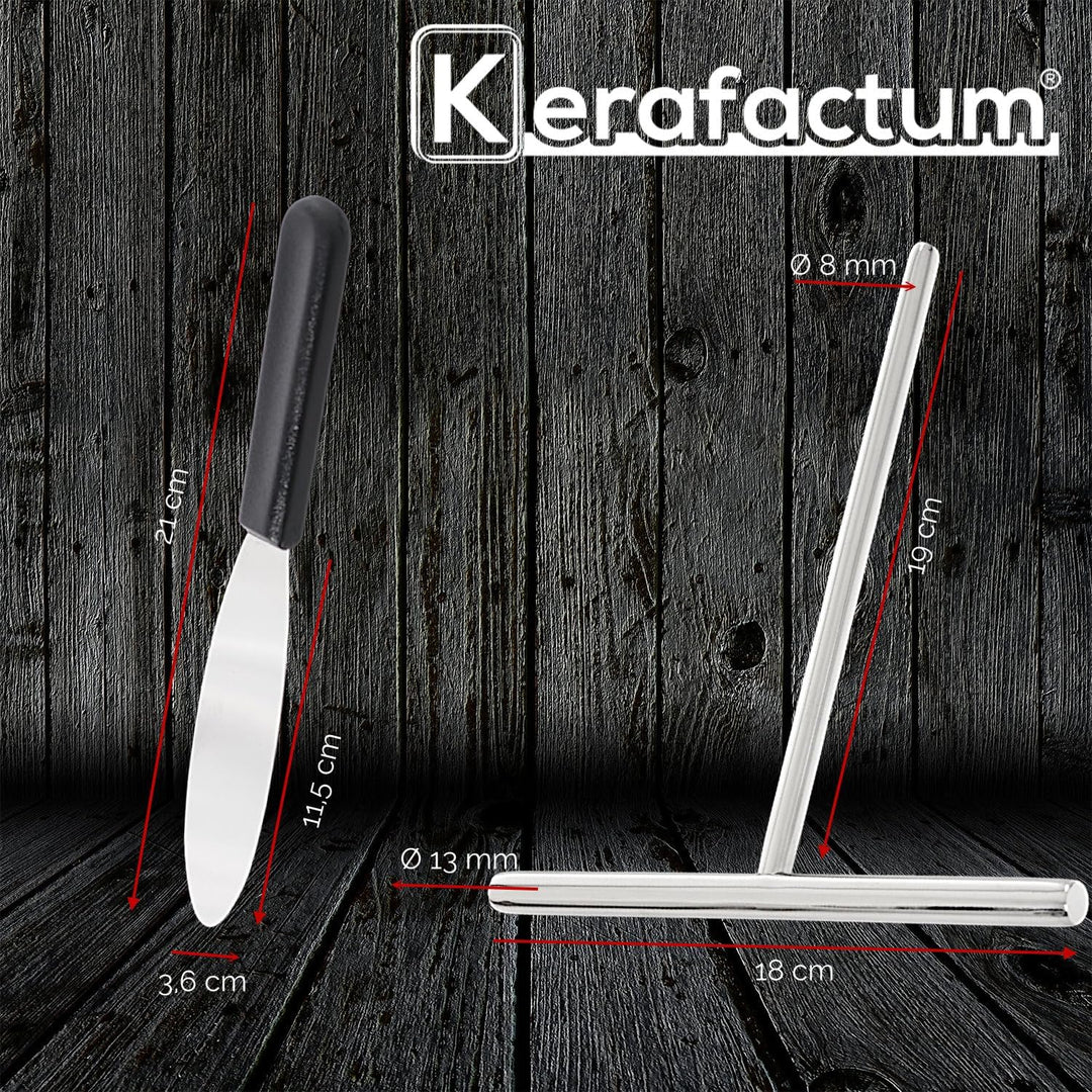 Kerafactum Küchen-Set mit Teigverteiler aus Edelstahl & Aufstrichmesser | Zubehör für Frühstück & Ba