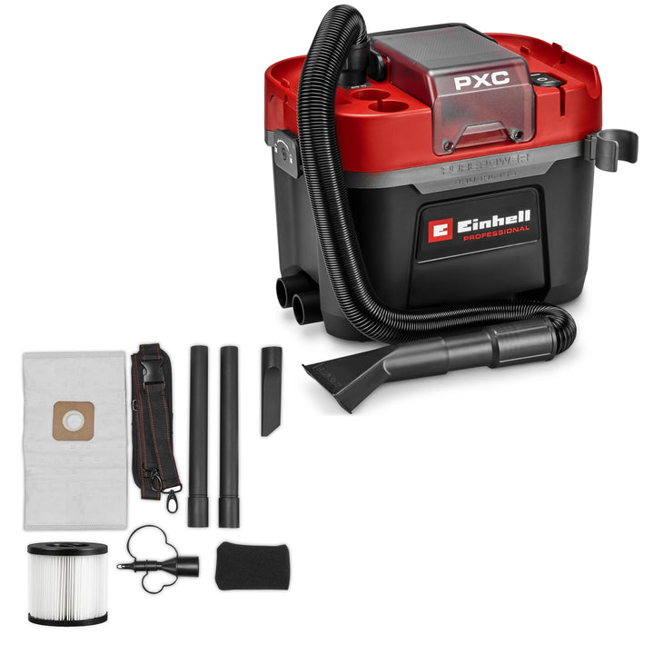 Einhell Professional Akku-Nass-Trockensauger TP-VC 18/10 Li BL L-Solo Power X-Change (18 V, Brushles