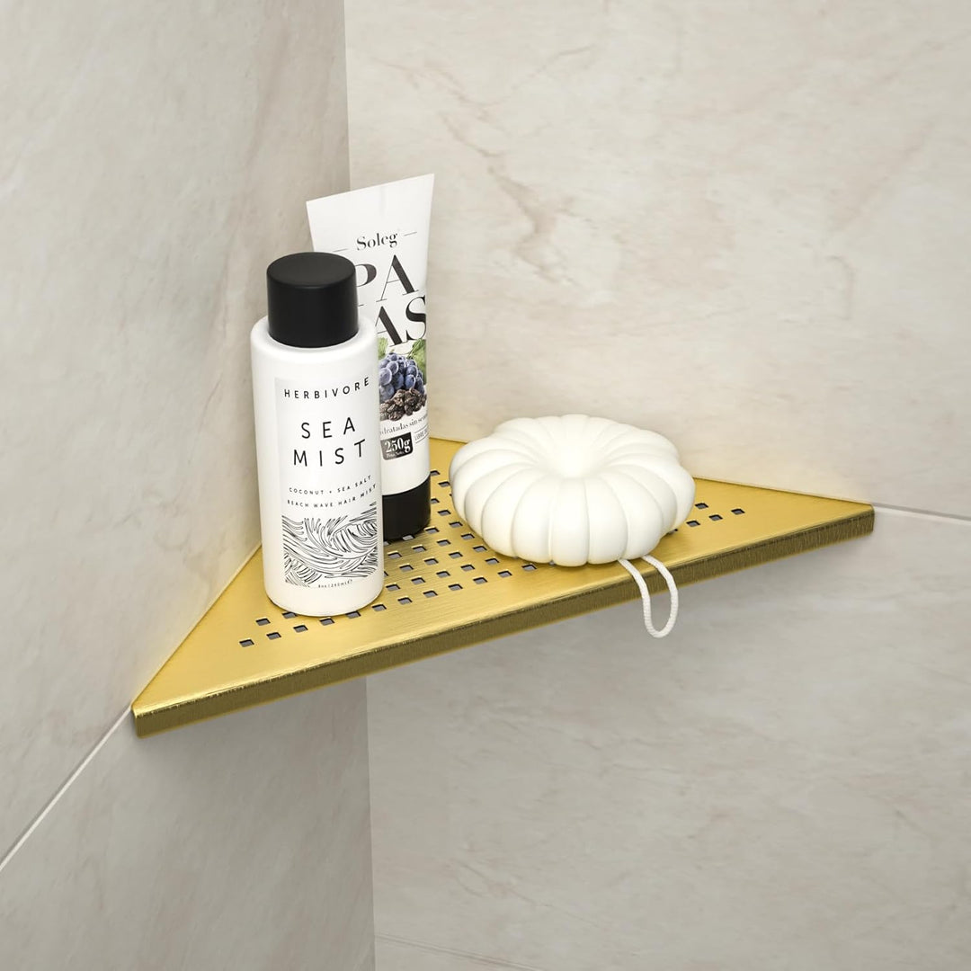 Eck Duschregal, Edelstahl 304 Badezimmerregal aus Stahl mit Gitterdesign für geflieste Wände, Einbau