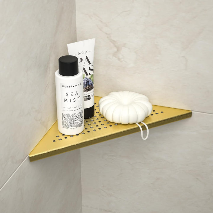 Eck Duschregal, Edelstahl 304 Badezimmerregal aus Stahl mit Gitterdesign für geflieste Wände, Einbau