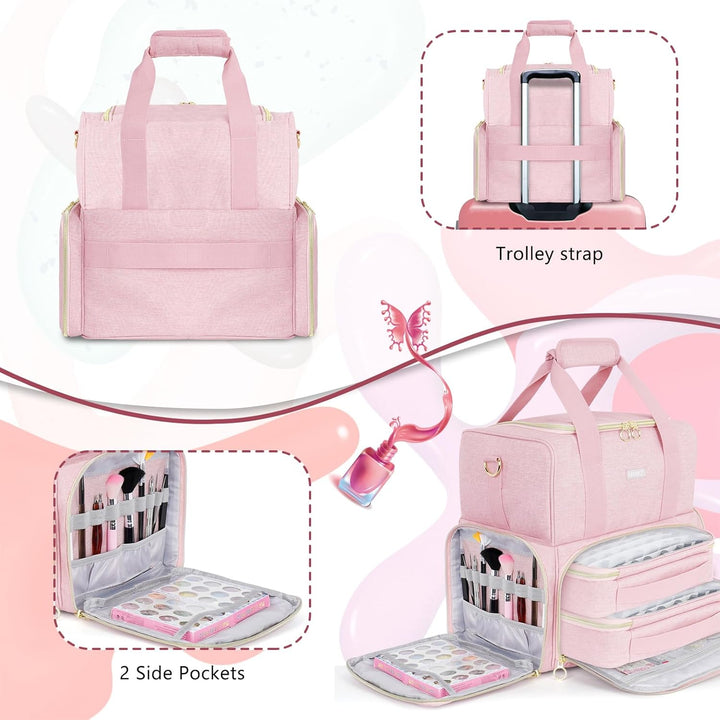 Nagellack Organizer Tasche,Doppelschichtige Nagellack Aufbewahrung Tasche für 80 Flaschen (15 ml) un