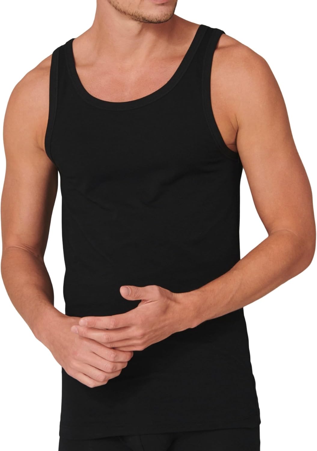 Schiesser Herren 2 PACK Unterhemd ohne Arm Bio Baumwolle - 95/5 Organic S Schwarz_176038, S Schwarz_