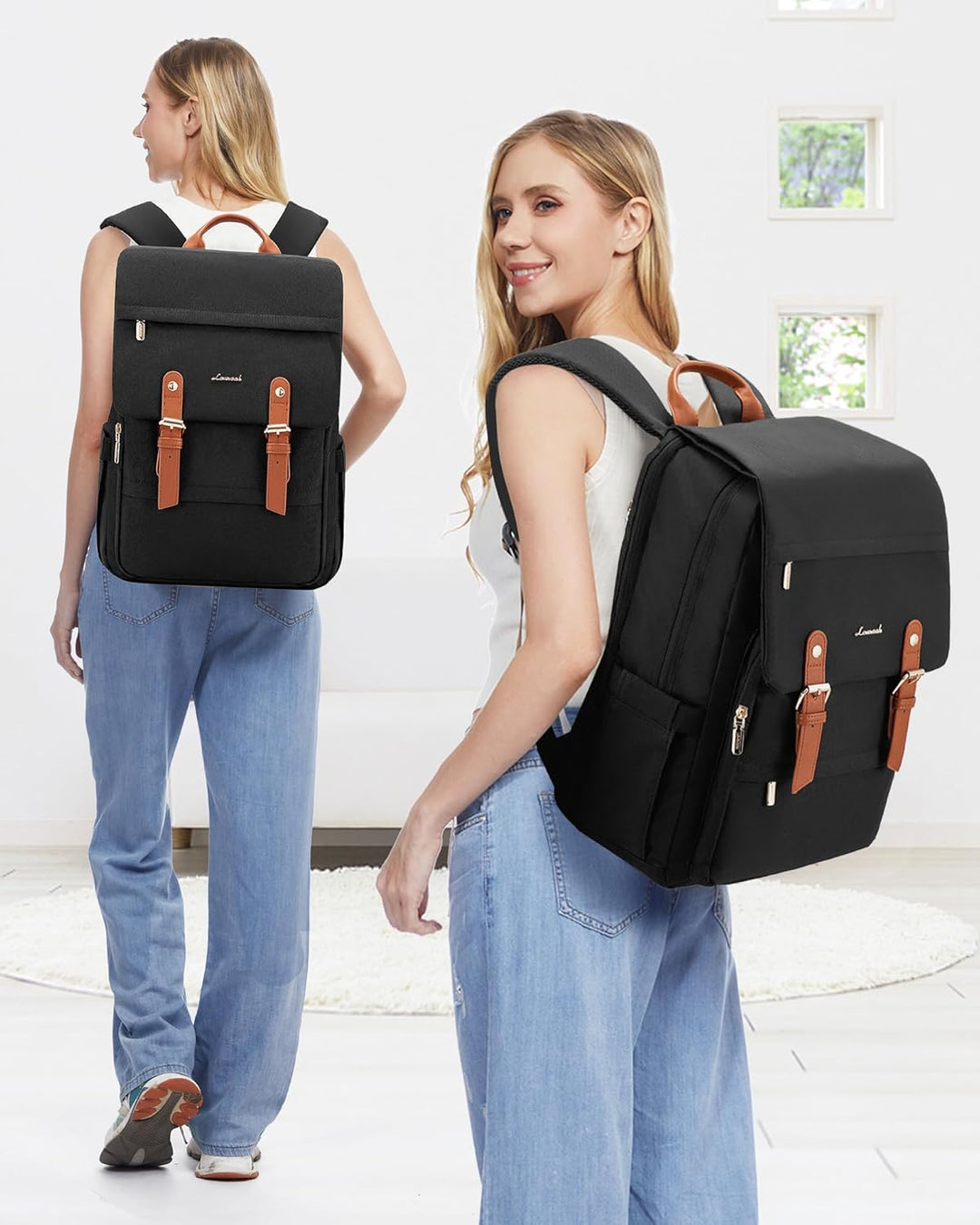 LOVEVOOK Schulrucksack Teenager Mädchen, Rucksack Damen Herren, Wasserdichter Travel Backpack mit La