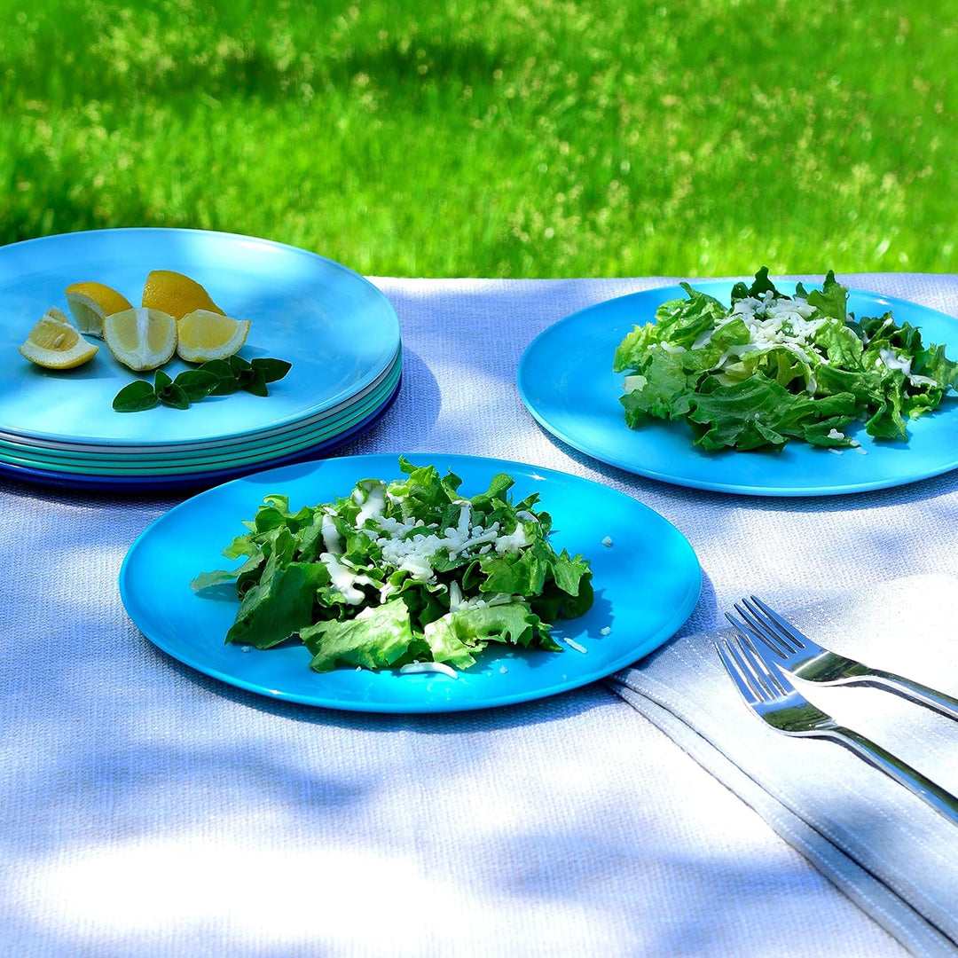 Youngever 9 Stück 25CM Grosse Kunststoff Teller, Mehrweg Plastik Teller Set, Party Geschirr, Mikrowe