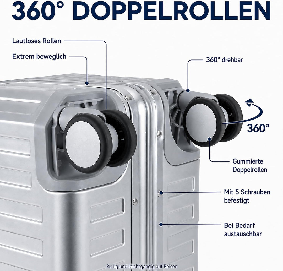 Travelhouse Tokyo Aluminium Reisekofferset Silber S-55cm &amp; XL-77cm 100% Aluminium Hartschalenkoffer