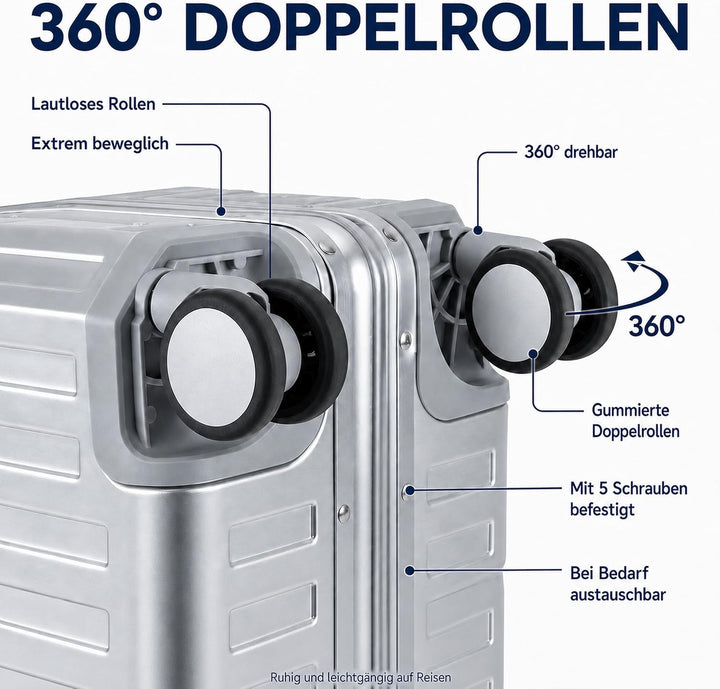 Travelhouse Tokyo Aluminium Reisekofferset Silber S-55cm &amp; XL-77cm 100% Aluminium Hartschalenkoffer