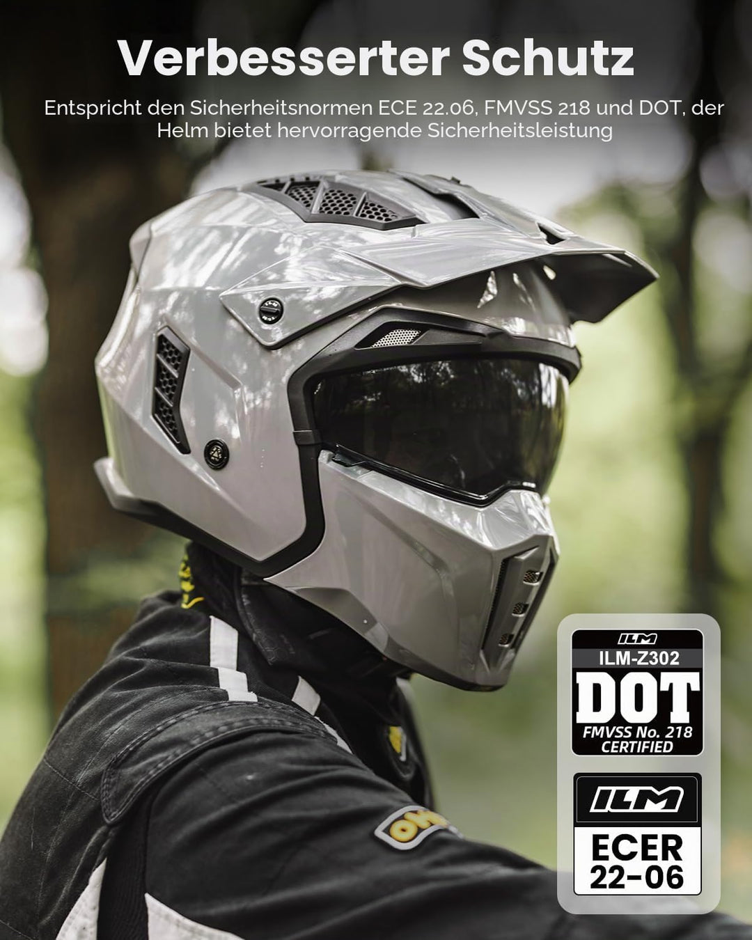 ILM Helm Integralhelm | Jethelm Motorrad Motocross Herren Damen Vintage Retro mit Visier ECE mit ans