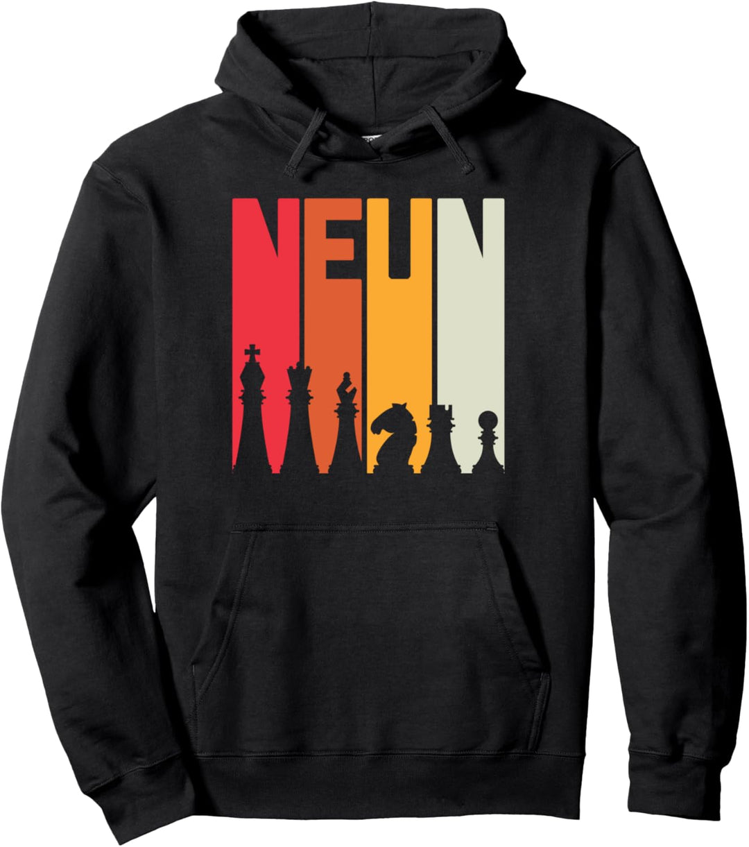 9. Geburtstag Geschenk Schach Spieler Retro Brettspiel Fan Pullover Hoodie