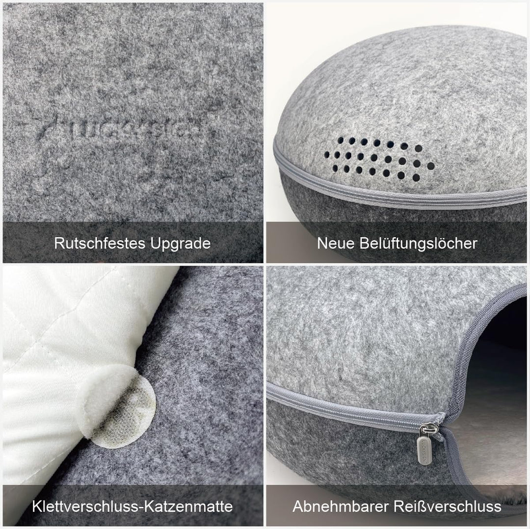 Lucky Sign Katzenhöhle aus Filz Komfortables und modernes Katzenbett mit weichem und waschbarem Kiss