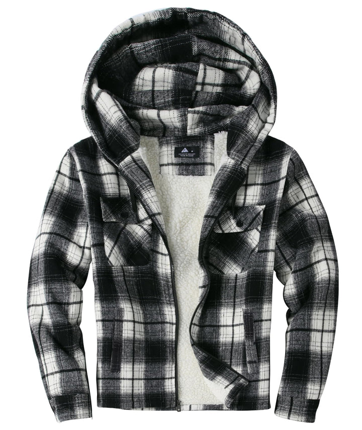 JACKETOWN Hemdjacke Herren Kariertes Winterjacke Thermohemd Fleece Gefüttert Freizeit Jacke mit Kapu