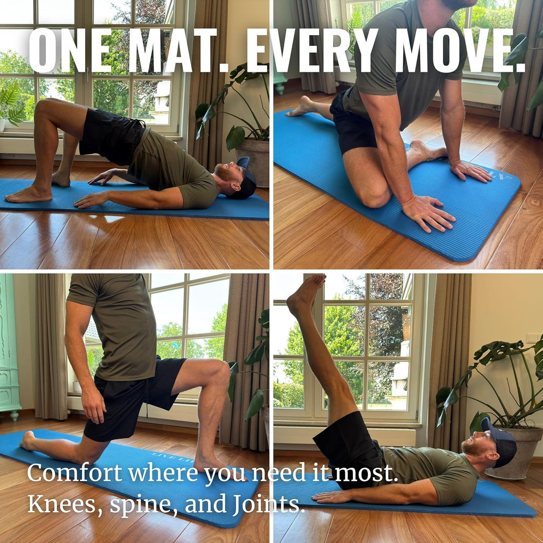 WOLV Yogamatte 15mm Extra Dick - Rutschfeste Fitnessmatte aus NBR, Komfortabel &amp; Gelenkschonend - Tr