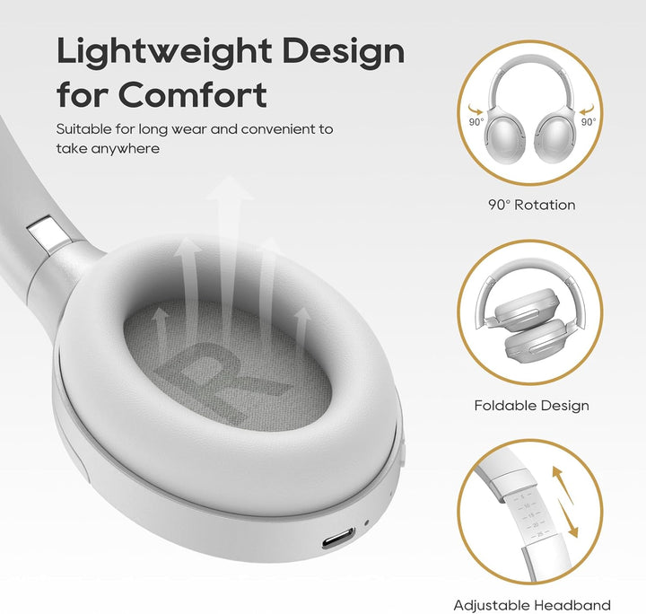 Srhythm NiceComfort 45 Active Noise Cancelling Headphone, drahtlose Bluetooth-Kopfhörer mit Transpar