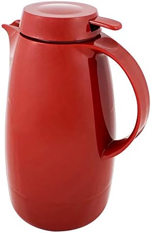 Helios Servitherm Thermoskanne Rot 1,3L – 6h Heiss - Hält Getränke heiss & kalt – Einhandbedienung -