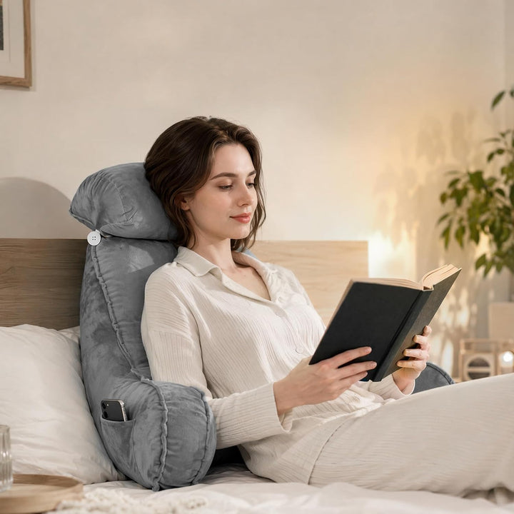 FARYODI Extra Grosses Lesekissen mit Abnehmbarer Hülle, Gefüllt mit Hohlfaser, Ergonomisches Rückens