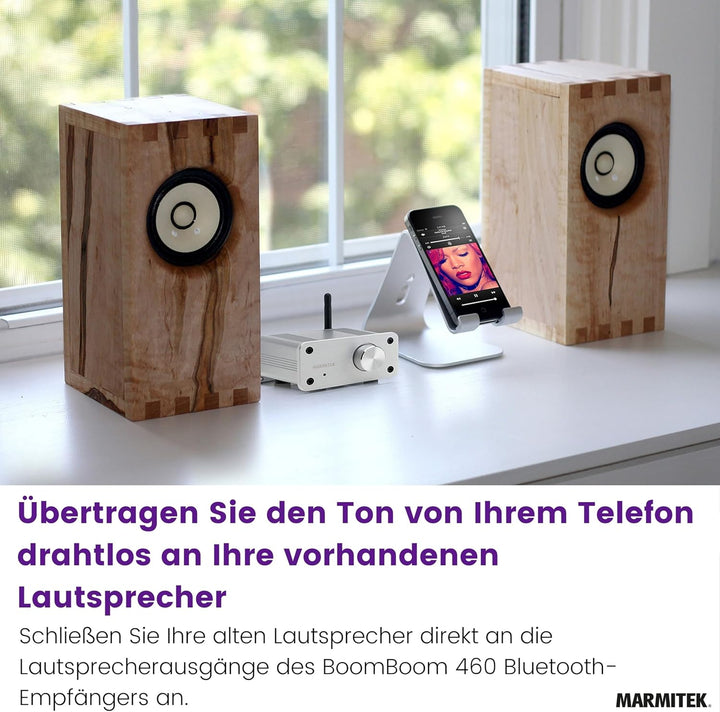 Mini Verstärker Bluetooth - Marmitek BoomBoom 460 - aptX - 2x 20W RMS - AUX Eingang - passive Lautsp