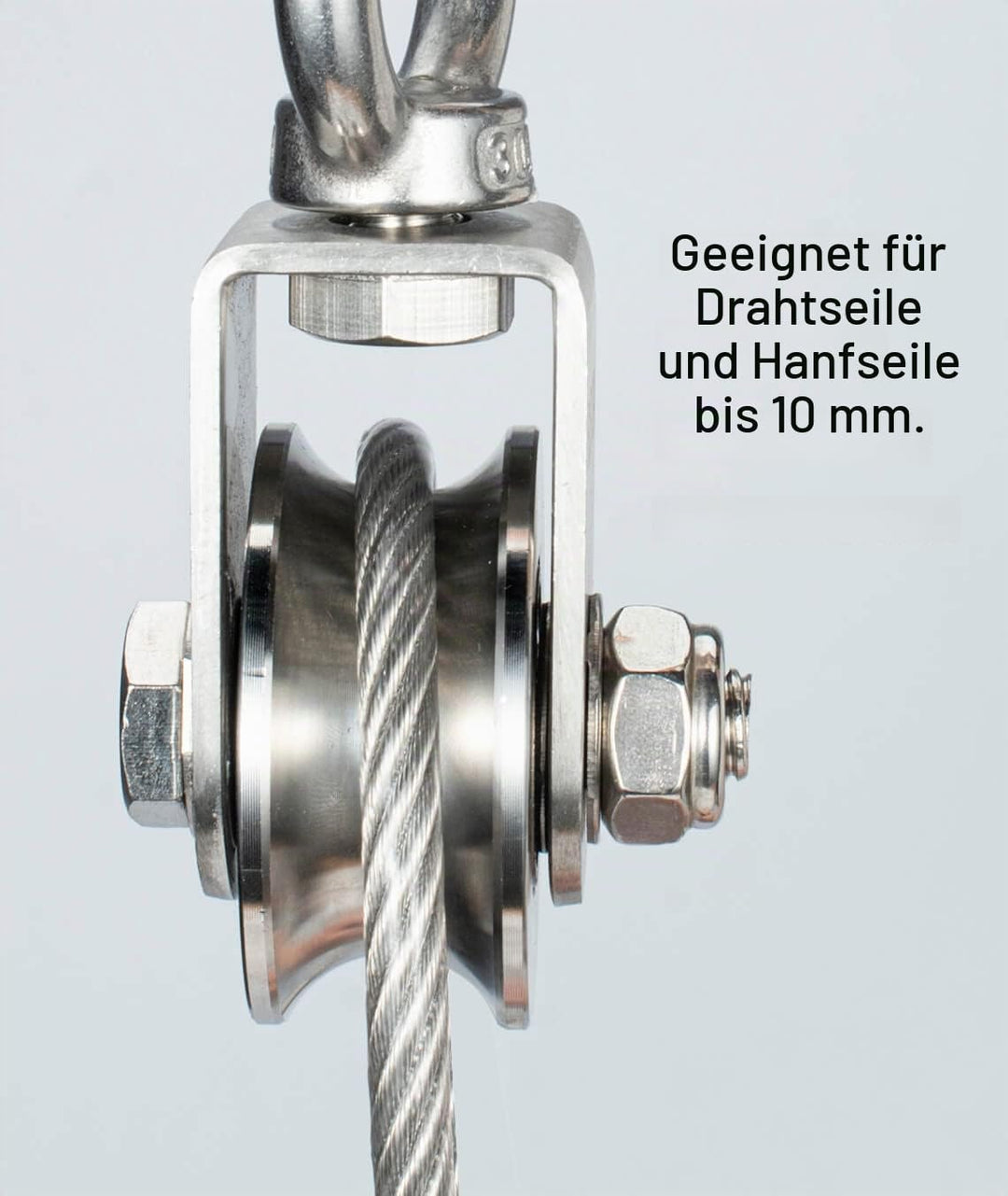 2 Stück Umlenkrolle Edelstahl für Stahlseil, Seilrolle mit 2 Kugellager, Tragkraft 500kg 48mm_2 Stüc