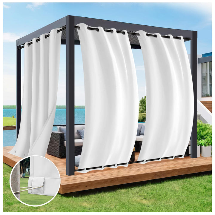 Rosnek 2 Stück Outdoor Vorhang Wetterfest Unten Gewichtet, Outdoorvorhänge mit Ösen 243x132cm Outdoo