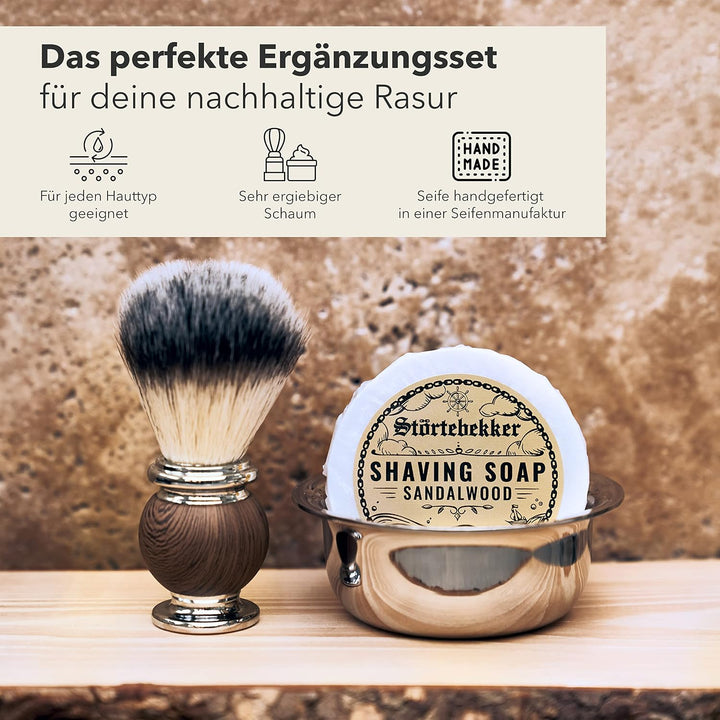 Störtebekker® Premium Rasiermesser Set im handgefertigten Lederetui - inkl. Rasierpinsel, Rasierscha