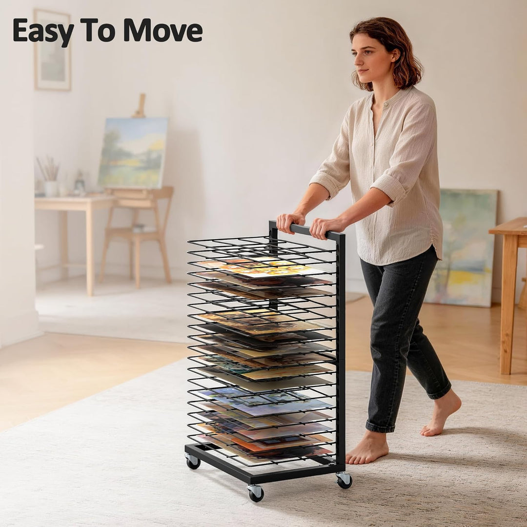 uyoyous Mobiles Bilder Trockengestell 40.5×30×70.5cm Kunsttrockengestell mit 19 Herausnehmbaren Rega
