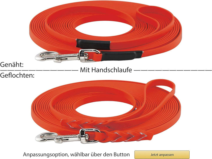 LENNIE 16mm breite Biothane Schleppleine für grosse Hunde von 25-35kg, ohne/mit Handschlaufe, 3m 5m
