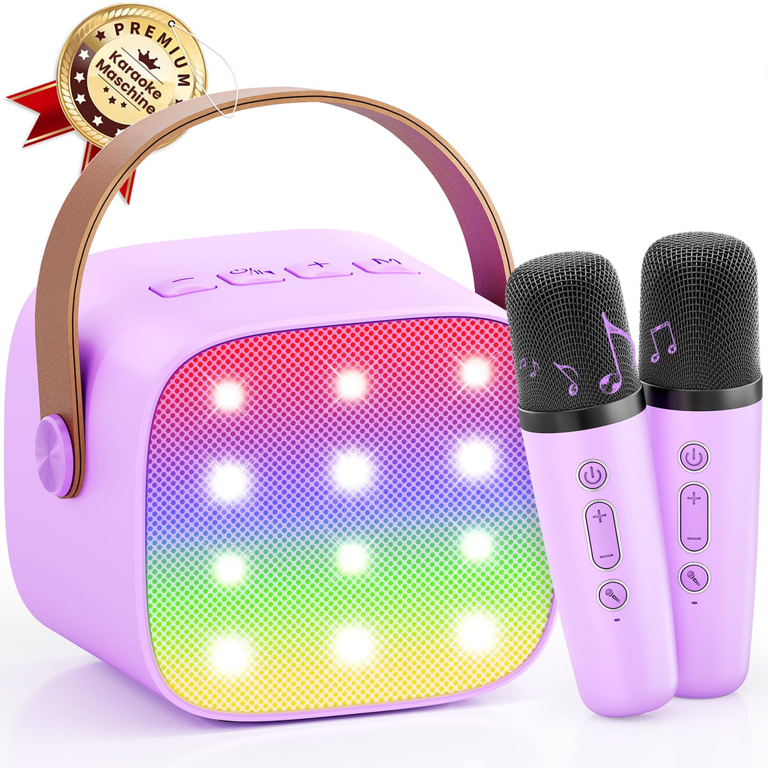 Wowstar Karaoke Maschine mit 2 Drahtlosen Mikrofonen, Tragbares Bluetooth Karaoke Maschine für Kinde