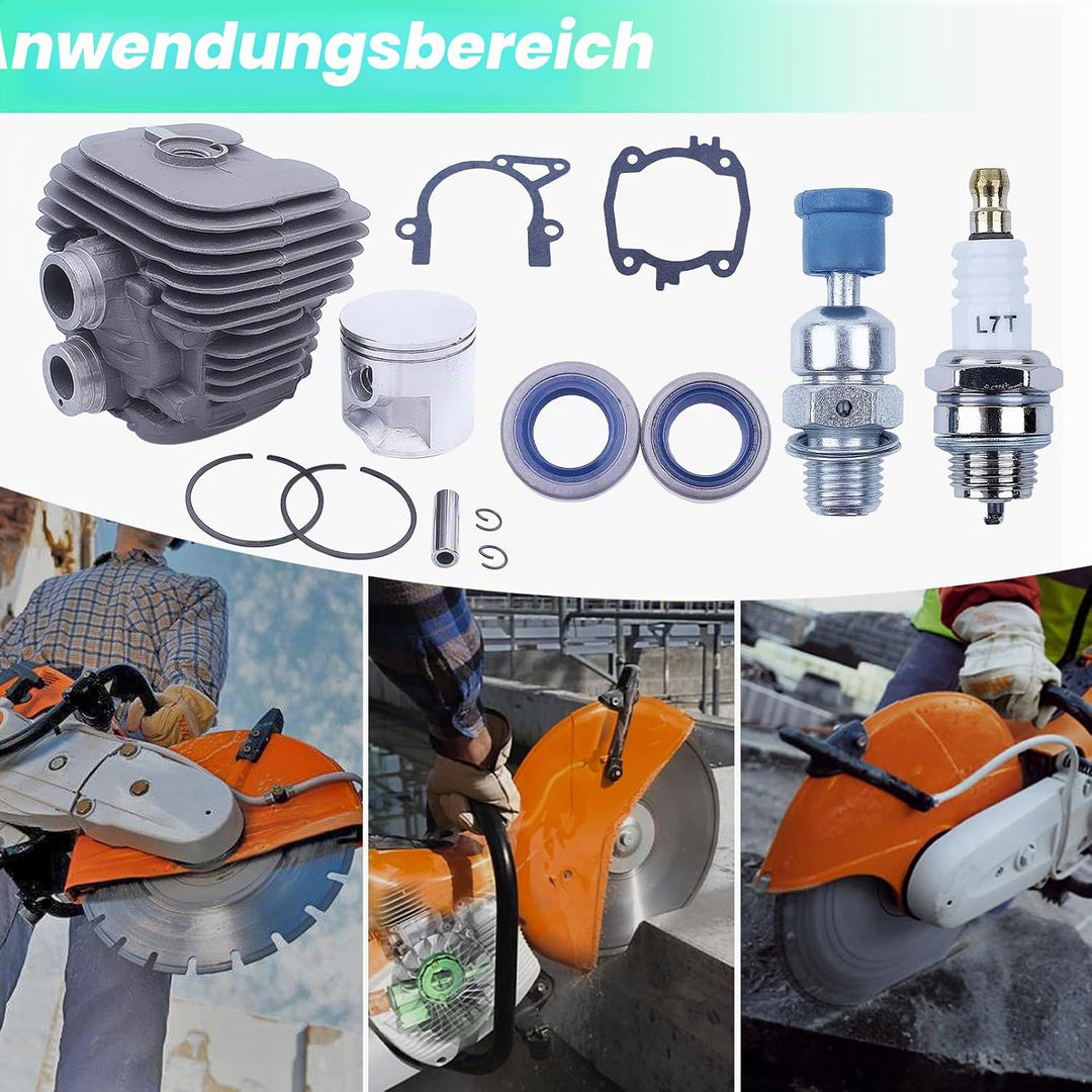 Adefol Zylinder und Kolben Kit für STIHL TS410 TS420 Trennsäge, 50mm Cylinder Piston Baugruppe + Zün