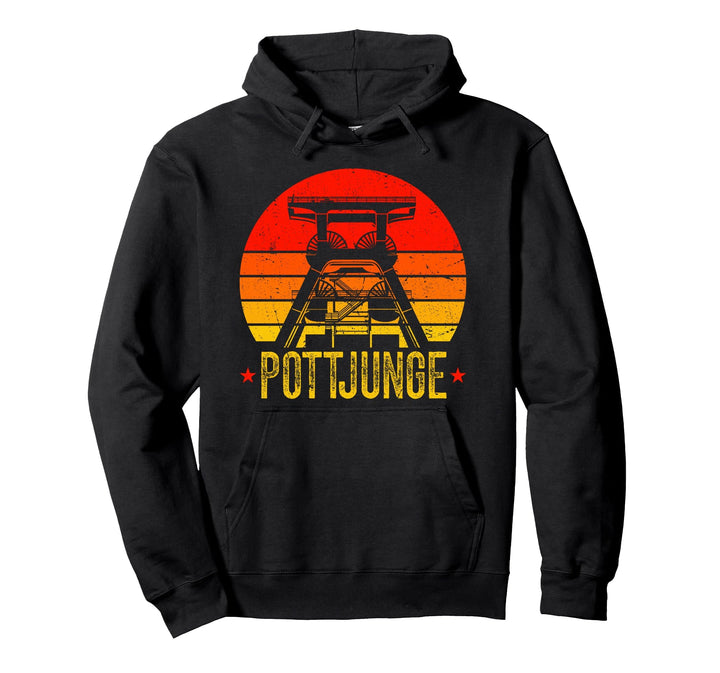 Pottjunge Ruhrpott Junge Retro Heimat Bergbau Glück Auf Pullover Hoodie