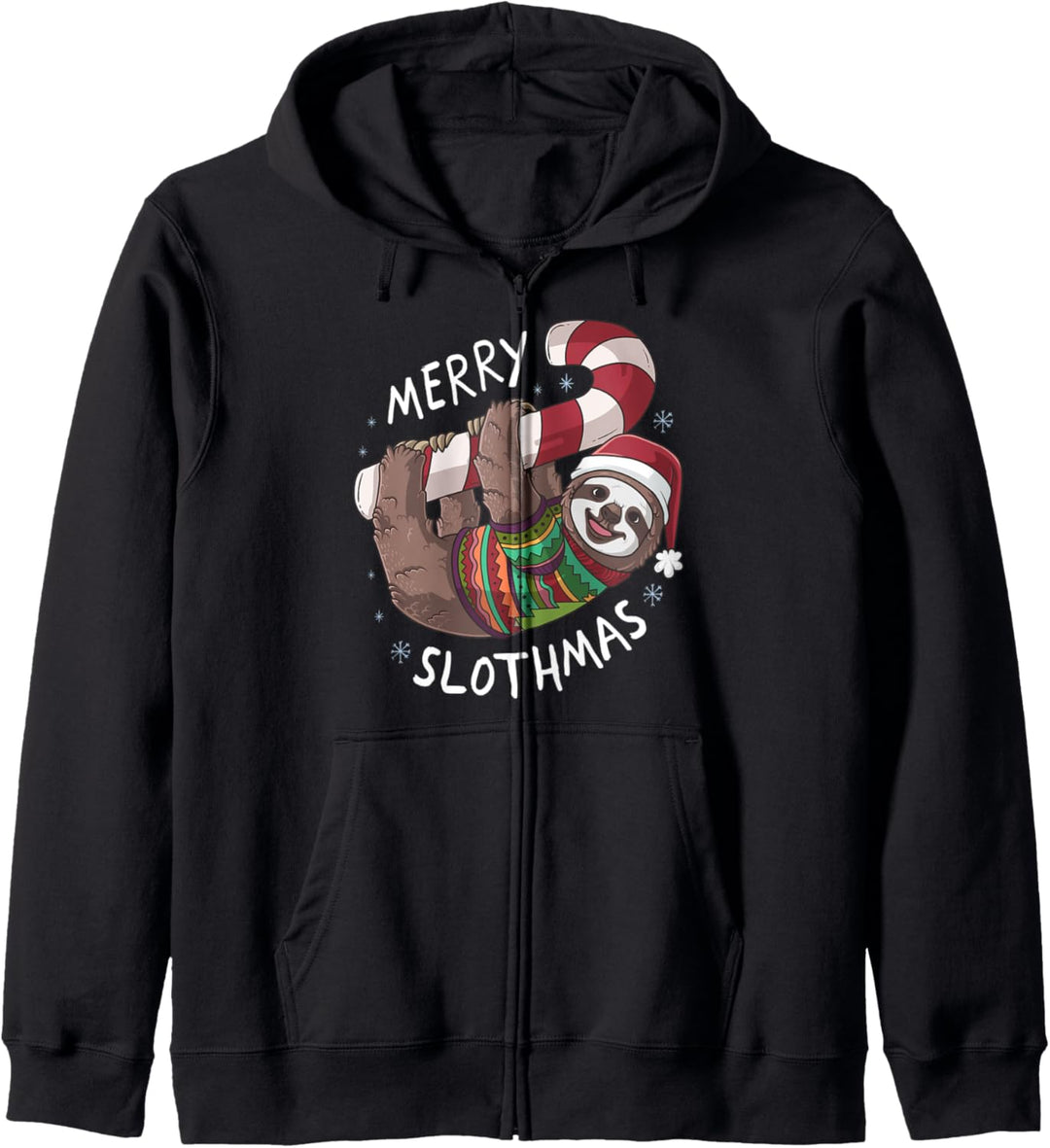 Faultier Fröhliche Slothmas Weihnachten Strumpfwarengeschenk Kapuzenjacke