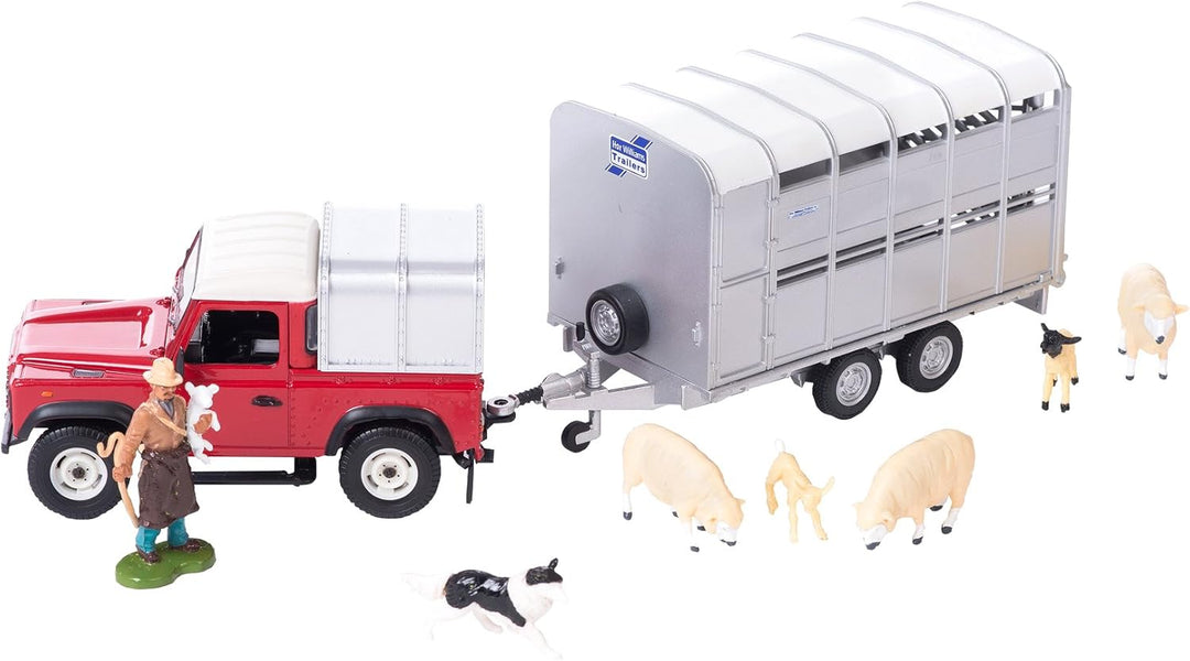 TOMY Britains Schäfer mit Jeep, Anhänger & Figuren - detailgetreues Spielzeugset zum Spielen & Samme