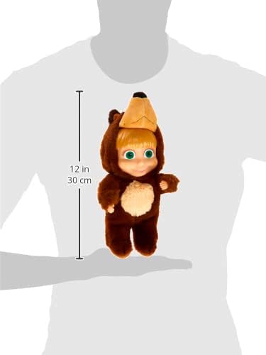 Simba 109301064 - Masha und der Bär 2 in 1 Puppe im Bärenkostüm, mit abnehmbarer Kopfbedeckung, 25cm