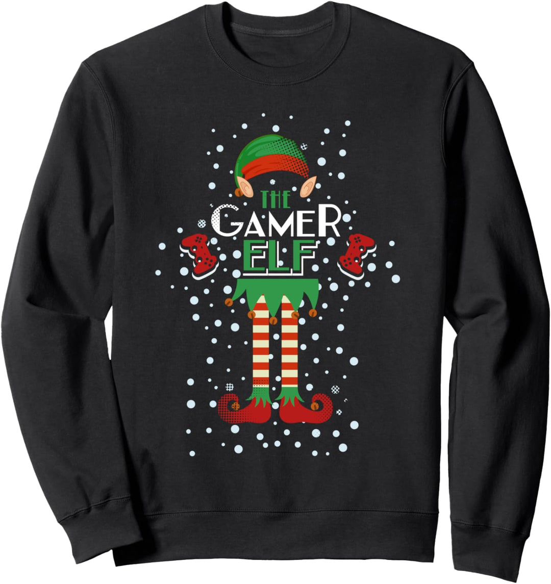 The Gamer Elf Funny Christmas Gaming Gifts Gamer Pajama Sweatshirt