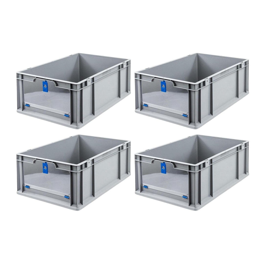 SuperSparSet 4x Eurobox NextGen Insight Cover | HxBxT 22x40x60 | 44 Liter | Hoch/Blau | Eurobehälter