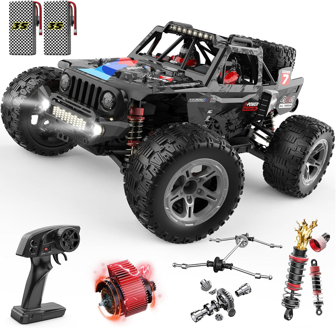 DEERC 207E 1/10 Brushless RC Truck für Erwachsene, 55 KMH schnelles RC Auto, 4WD Elektro-Geländewage