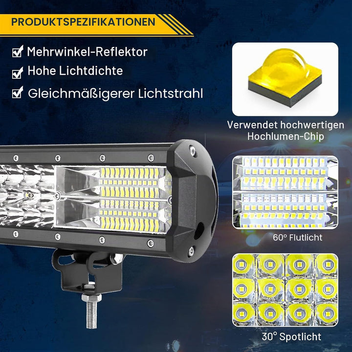 Willpower LED Arbeitsscheinwerfer Bar 15 Zoll 38cm 216W Zusatzscheinwerfer 12V IP67 Wasserdicht Flut