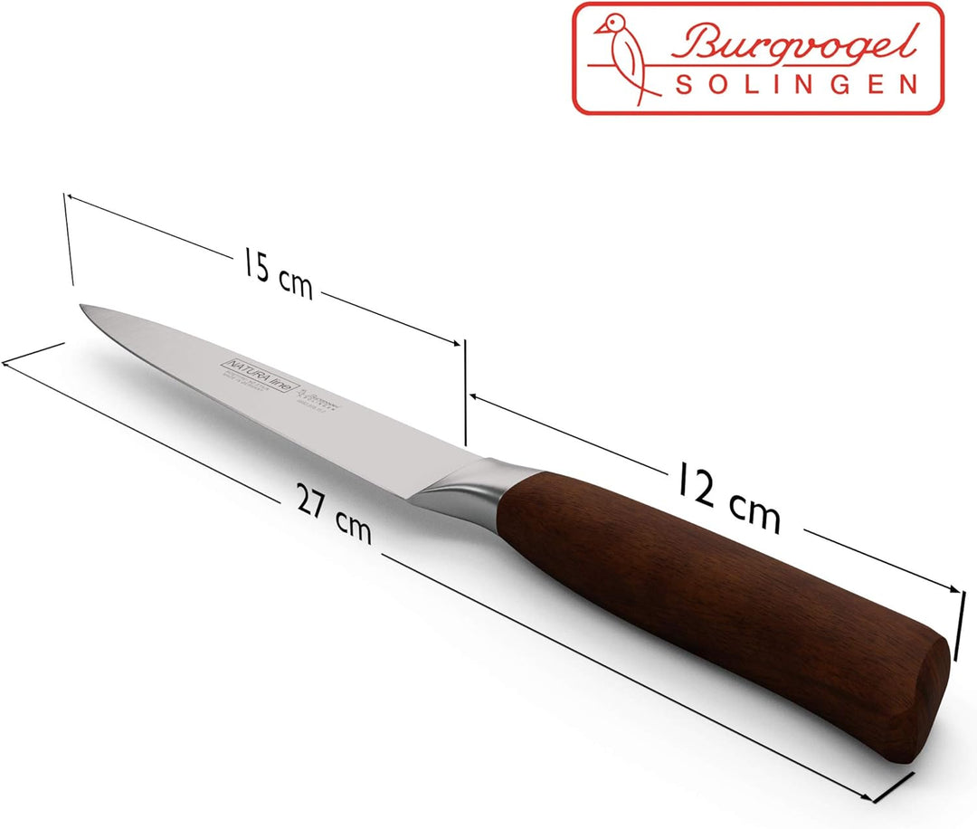 Burgvogel Solingen Natura Line, Zubereitungsmesser Holzgriff, rot satiniert, geschmiedet, 15 cm, seh