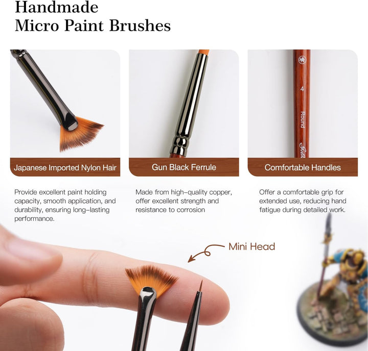 Golden Maple Miniature Paint Brushes – 20PC Professional Micro Detail Brush Set for Models, Tabletop