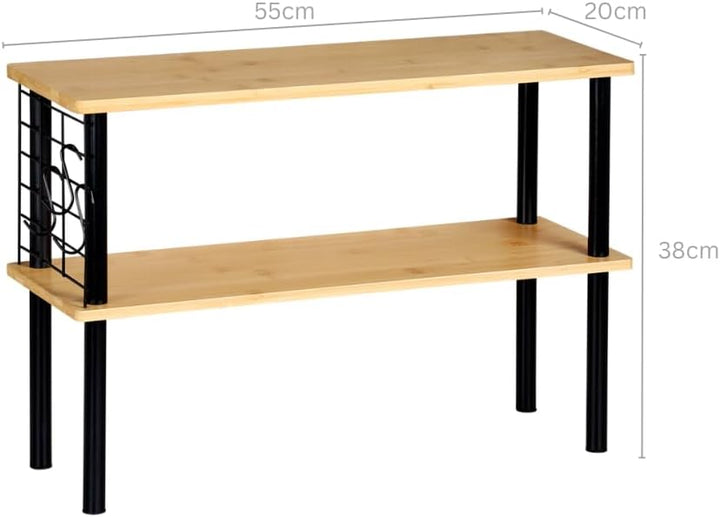 Kesper | Küchenregal, Material: Bambus, Metall, Masse: 55 x 20 x 38 cm, 2 Ablagen, Drahtgitter mit 3
