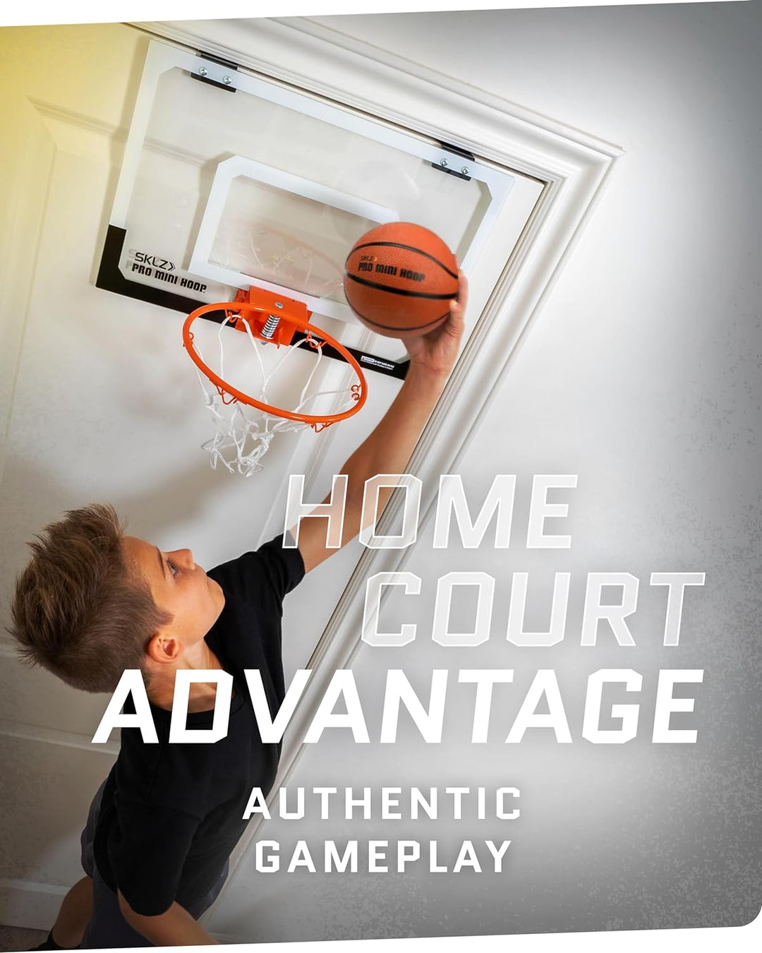 SKLZ Unisex Glow in The Dark Mini Basketball Hoop, White/Black, Standard (18" x 12")