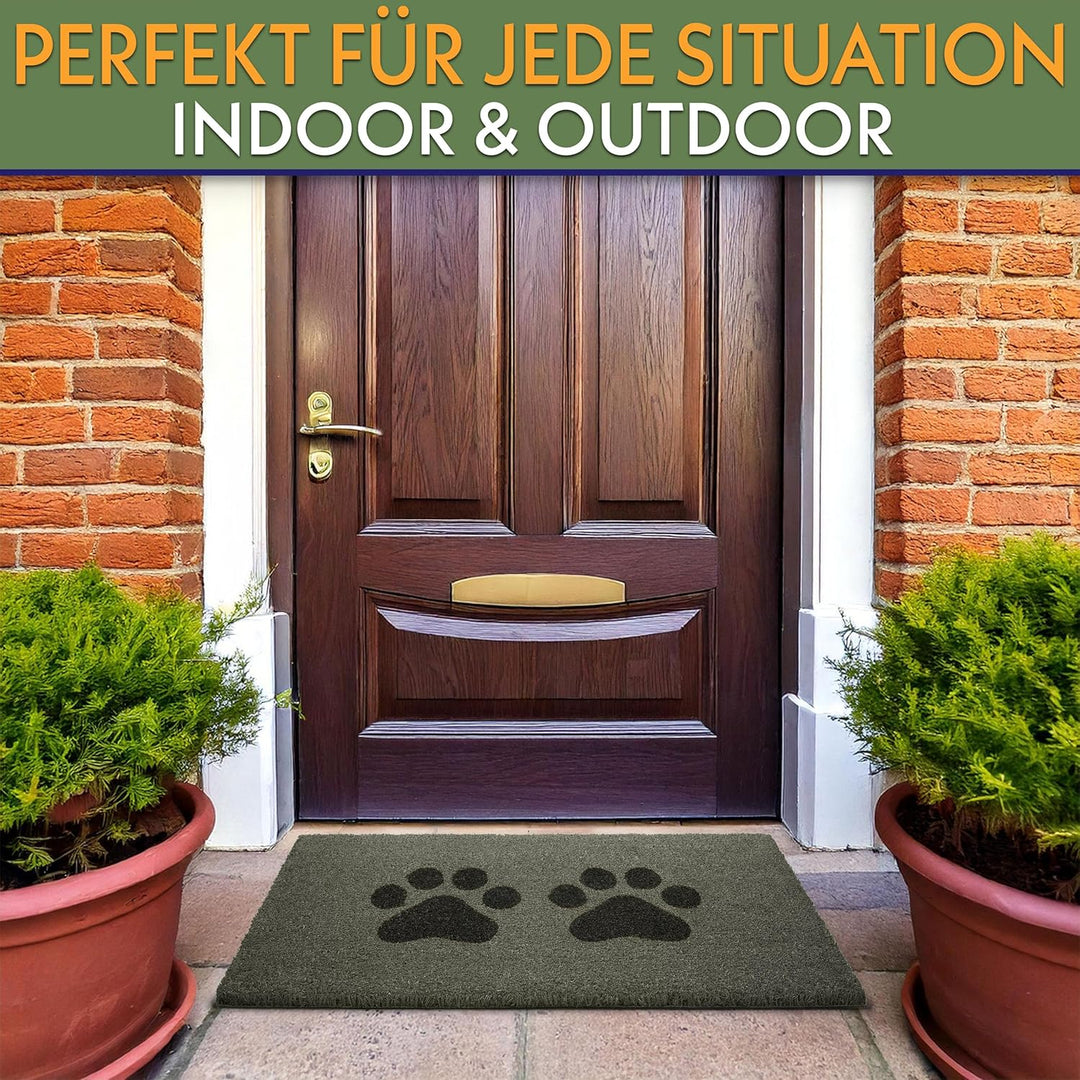 BRUBAKER Fussmatte für Aussen und Innen - Pfoten - 45 x 75 cm Hunde und Katzen Schmutzfangmatte aus