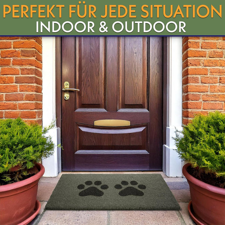 BRUBAKER Fussmatte für Aussen und Innen - Pfoten - 45 x 75 cm Hunde und Katzen Schmutzfangmatte aus