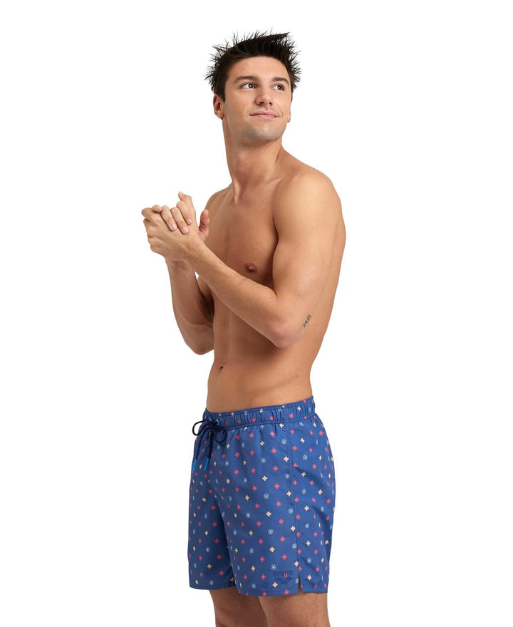 ARENA Beach Allover Badeshorts L Grey Blue Microflower Multi, L Grey Blue Microflower Multi