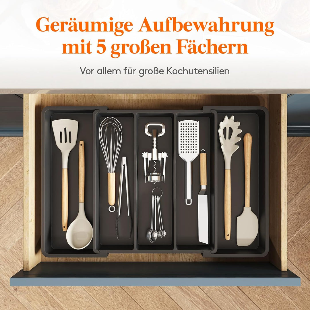 Lifewit Besteckkasten für Schubladen, erweiterbarer grosser Besteckkasten für die Küche, verstellbar